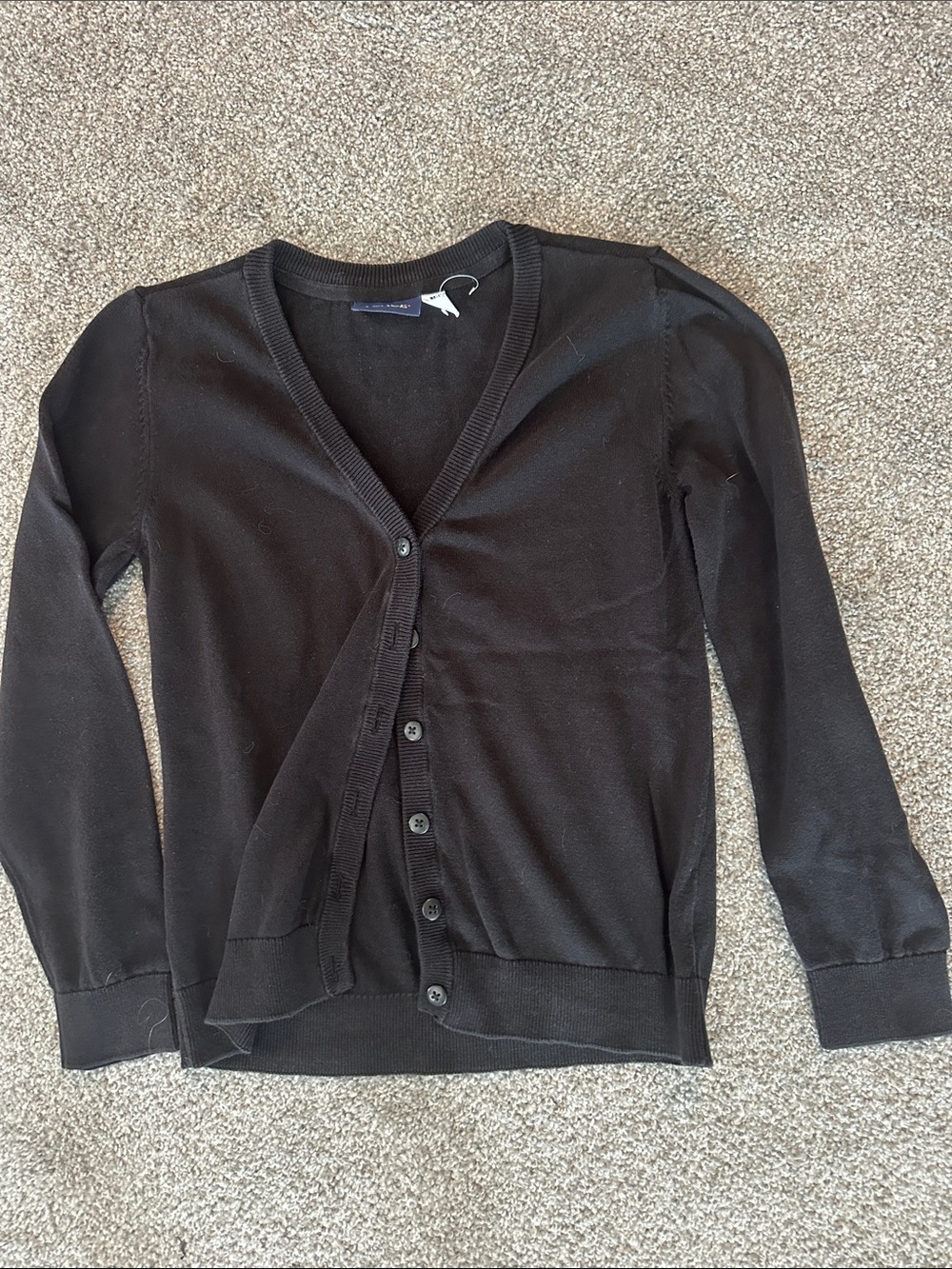 Classic Black V-Neck Button Cardigan Sweater - Girl’s